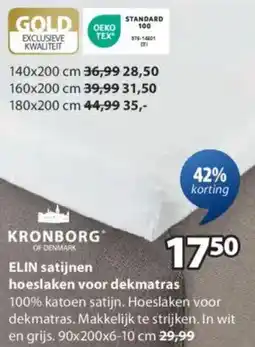 Jysk Elin satijnen hoeslaken voor dekmatras aanbieding