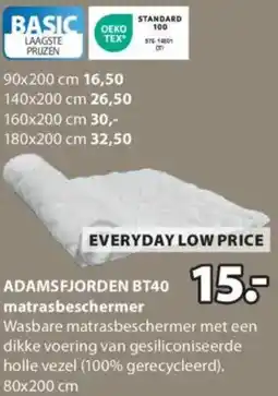 Jysk ADAMSFJORDEN BT40 matrasbeschermer aanbieding