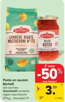 Carrefour Market Pasta en sauzen Bertolli aanbieding