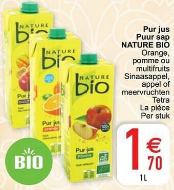 Cora Pur jus puur sap nature bio aanbieding