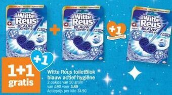 Albert Heijn Witte reus toiletblok blauw actief hygiëne aanbieding