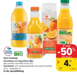 Carrefour Market Vers fruitsap Carrefour en Carrefour Bio aanbieding