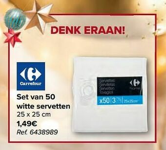 Carrefour Set van 50 witte servetten aanbieding