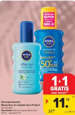 Carrefour Market Zonneproducten Nivea Sun en Labello Sun Protect aanbieding