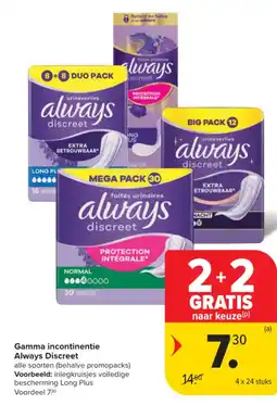 Carrefour Market Gamma incontinentie Always Discreet aanbieding