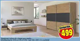 Budget Meubelen Slaapkamer Artisan Eik + Biezen Grey Metallic Schuifdeurkast aanbieding