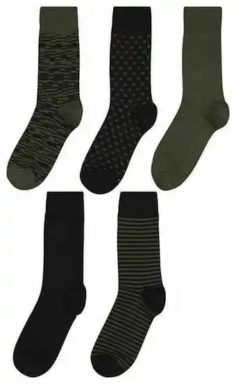 HEMA HEMA Herensokken Zigzag - 5 Paar Legergroen (legergroen) aanbieding