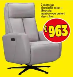 Budget Meubelen 2-motorige electrische relax + liftfunctie ingebouwde batterij kleur silver aanbieding