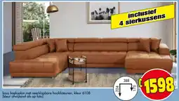 Budget Meubelen Knus Hoeksalon met Neerklapbare Hoofdsteunen aanbieding