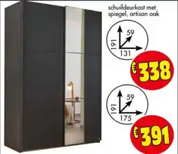 Budget Meubelen schuifdeurkast met spiegel, artisan oak aanbieding