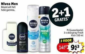 Kruidvat Deospray fresh kick aanbieding