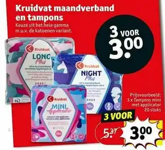 Kruidvat Tampons mini met applicator aanbieding