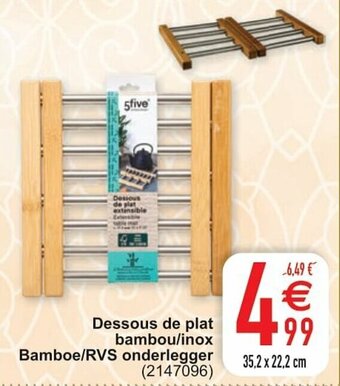 Cora Dessous de plat bambou/inox Bamboe/RVS onderlegger aanbieding
