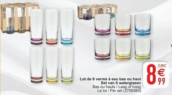 Cora Lot de 6 verres a eau bas ou haut Set van 6 waterglazen aanbieding