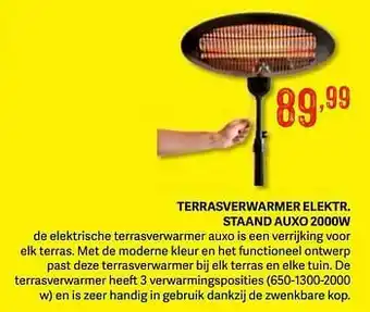 Bouwcenter Frans Vlaeminck Practo terrasverwarmer elektr. staand auxo aanbieding