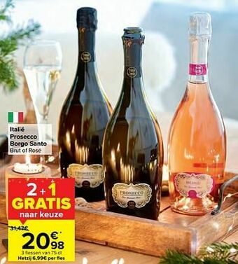 Carrefour Italië prosecco borgo santo brut of rosé aanbieding
