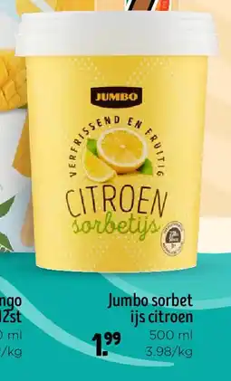 Jumbo Jumbo sorbet ijs citroen 500 ml aanbieding