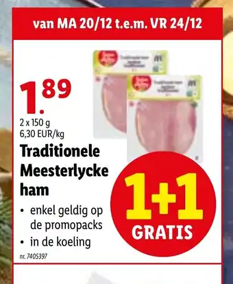 Lidl Traditionele Meesterlycke ham 2 x 50g aanbieding