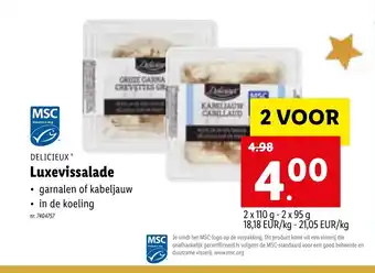 Lidl Delicieux Luxevissalade 2 voor 2 x 110g aanbieding