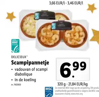 Lidl Delicieux Scampipannetje 320g aanbieding