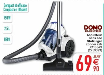 Cora Domo Elektro Aspirateur sans sac Stofzuiger zonder zak DO1084S aanbieding