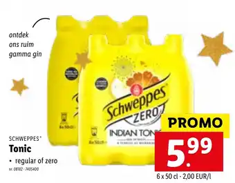 Lidl Schweppes Tonic regular of zero 6 x 50 cl aanbieding