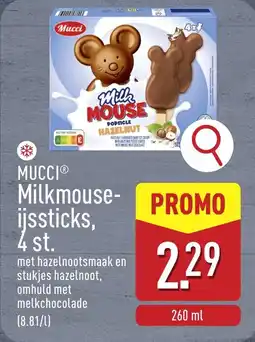 ALDI Mucci Milkmouse ijssticks, 4 st. aanbieding