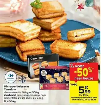 Carrefour Market Minicroque-monsieur ham emmentaler aanbieding