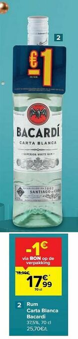 Carrefour Market Rum carta blanca bacardi aanbieding