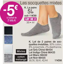 Damart La paire Lot Gris Chiné Lot Indigo Chiné Lot Blanc aanbieding