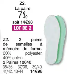 Damart 2 paires semelles à mémoire de forme aanbieding