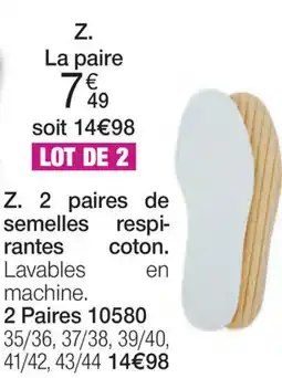 Damart 2 paires de semelles respirantas coton aanbieding
