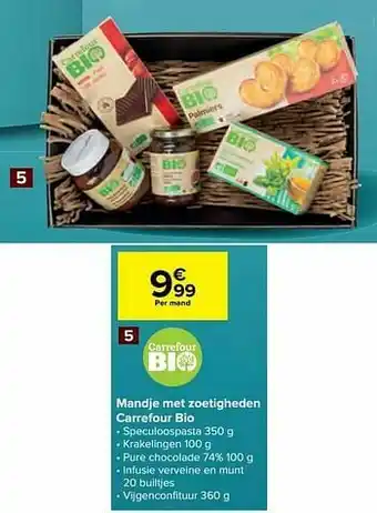 Carrefour Market Mandje met zoetigheden carrefour bio aanbieding