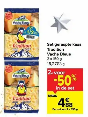 Carrefour Market Set geraspte kaas tradition vache bleue aanbieding