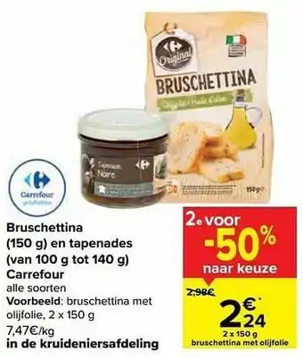 Carrefour Market Bruschettina met olijfolie aanbieding