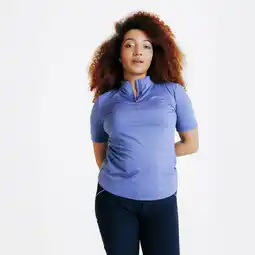 Decathlon Paardrijpolo voor dames Heritage korte mouwen komeetblauw aanbieding