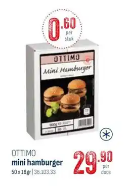 Horeca totaal Ottimo mini hamburger aanbieding