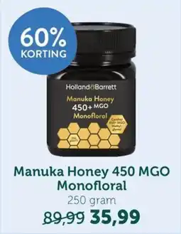 Holland & Barrett Manuka Honey 450 MGO Monofloral aanbieding