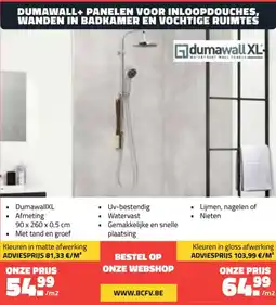 Bouwcenter Frans Vlaeminck Dumawall+ panelen voor inloopdouches, wanden in badkamer en vochtige ruimtes aanbieding