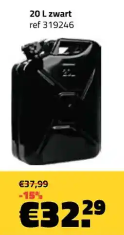 Bouwcenter Frans Vlaeminck Jerry can in metaal 20 L zwart aanbieding