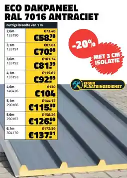 Bouwcenter Frans Vlaeminck Eco dakpaneel ral 7016 antraciet aanbieding