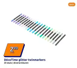 Action Déco Time glitter twinmarkers aanbieding
