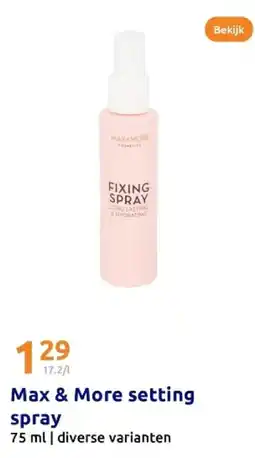 Action Max & More setting spray aanbieding