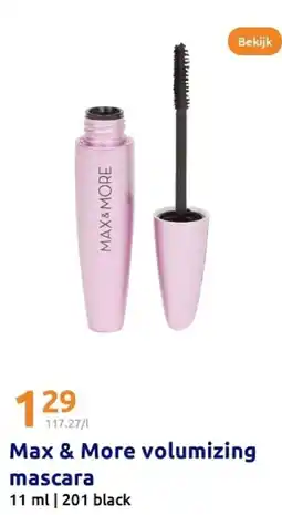 Action Max & More volumizing mascara aanbieding