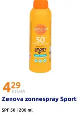 Action Zenova zonnespray Sport SPF 50 aanbieding