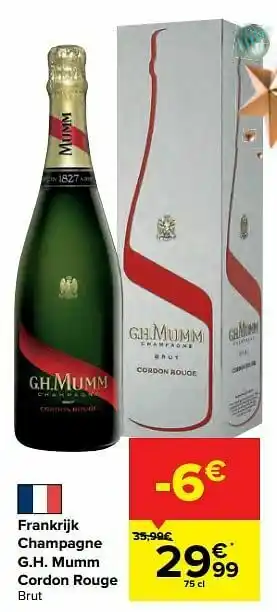 Carrefour Market Frankrijk champagne g.h. mumm cordon rouge brut aanbieding