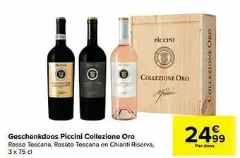 Carrefour Market Geschenkdoos piccini collezione oro rosso toscana rosato toscana en chianti riserva aanbieding