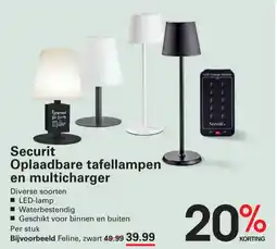 Sligro Securit Oplaadbare tafellampen en multicharger aanbieding