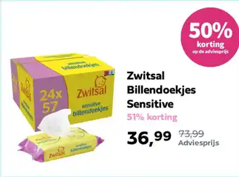 Plein.nl Zwitsal Billendoekjes Sensitive aanbieding