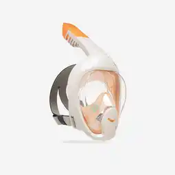 Decathlon Snorkelmasker Easybreath kinderen 6 tot 10 jaar XS MET TAS beige en oranje aanbieding